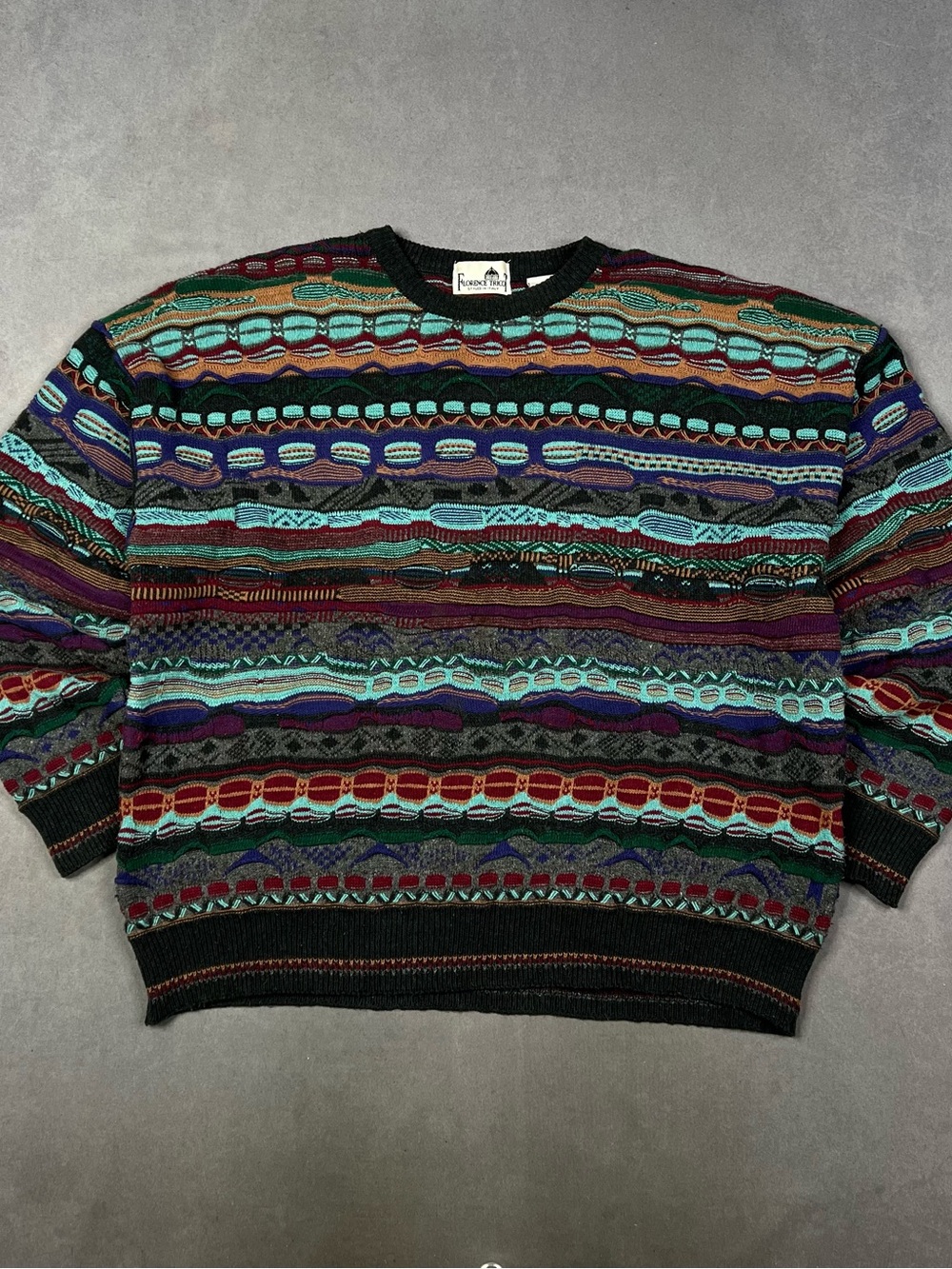 Vintage Coogi Style Multicolor Men's Patterned Knit Sweater